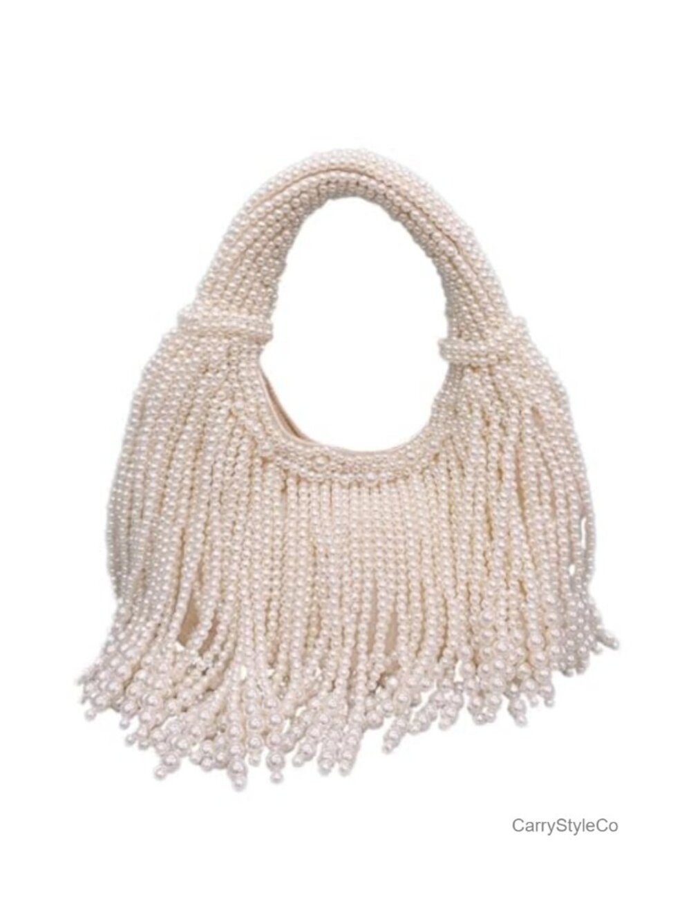 Pearl Beaded Clutch Purse Luxury Crescent Tassel Evening Handbag Wedding